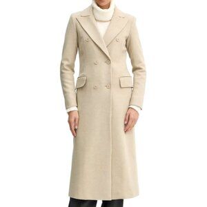 Silvian Heach Long Double-Breasted Coat in Chalk/Beige - IT Size 42 (NWT)